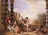 Jean-antoine Watteau Canvas Paintings - Les Charmes de la Vie
